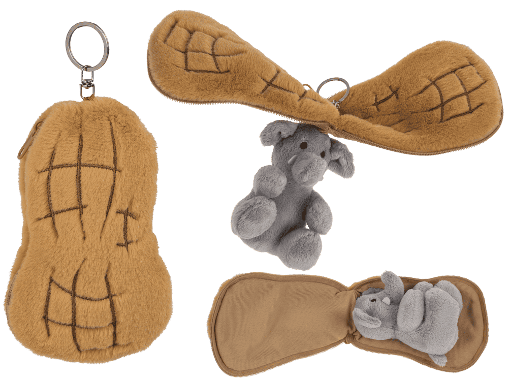 Metal-Keyring, Plush Folding Elefant