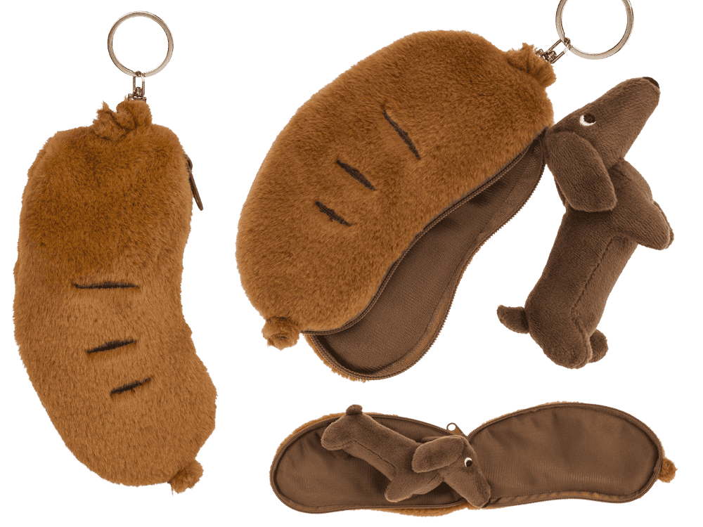 Metal-Keyring, Plush Folding Dog