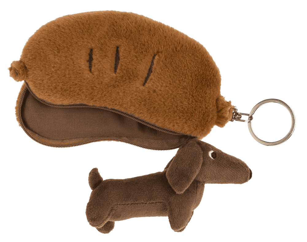 Metal-Keyring, Plush Folding Dog