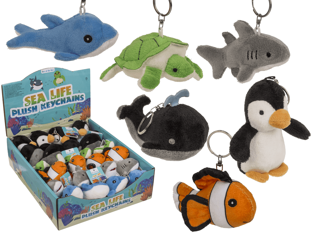 Metal-Keyring, plush animals Sealife,