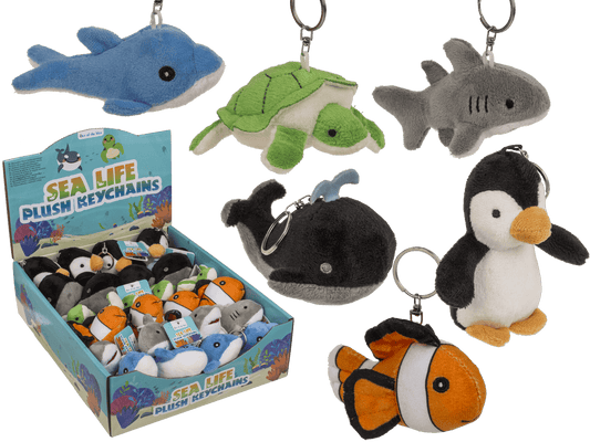 Metal-Keyring, plush animals Sealife,