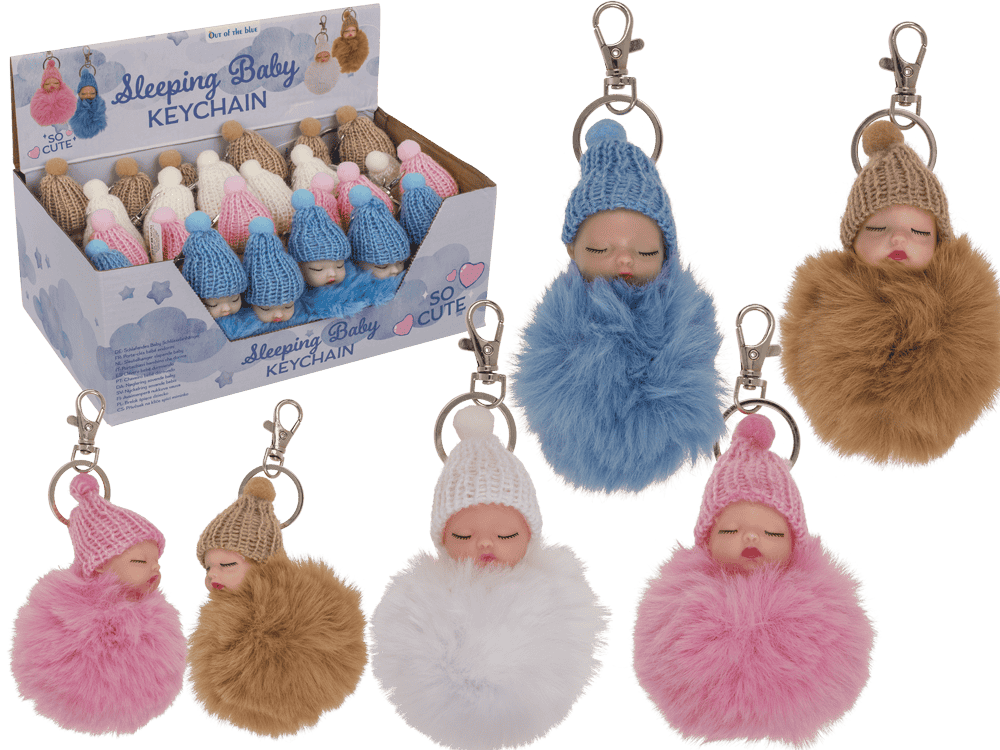 Metall-Schlüsselanhänger,Schlafendes Baby Pom Pom