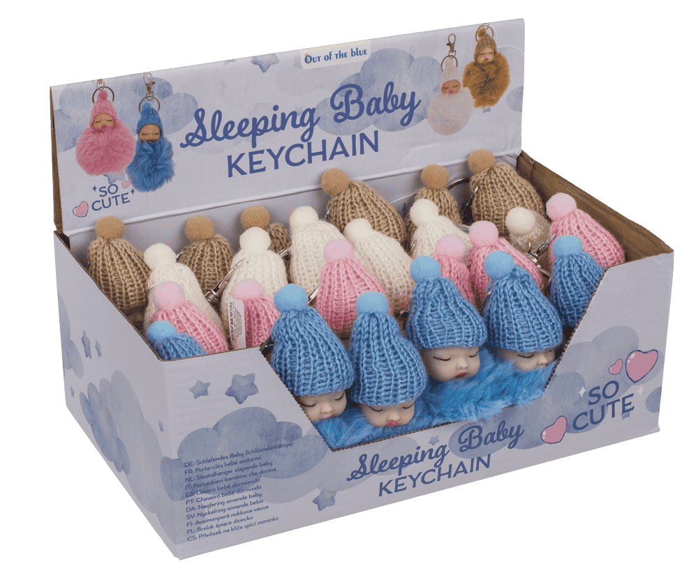 Metall-Schlüsselanhänger,Schlafendes Baby Pom Pom