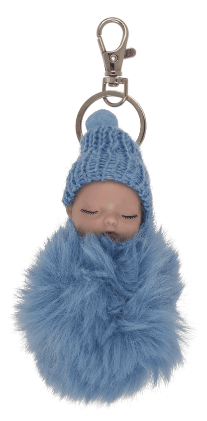 Metall-Schlüsselanhänger,Schlafendes Baby Pom Pom