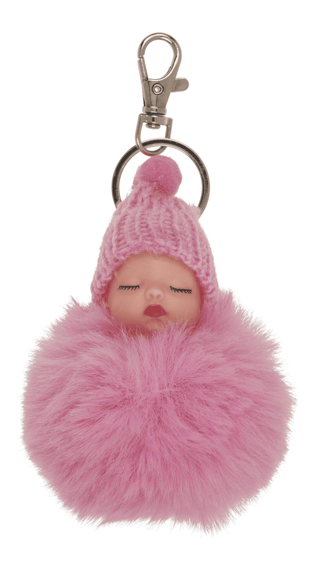 Metall-Schlüsselanhänger,Schlafendes Baby Pom Pom