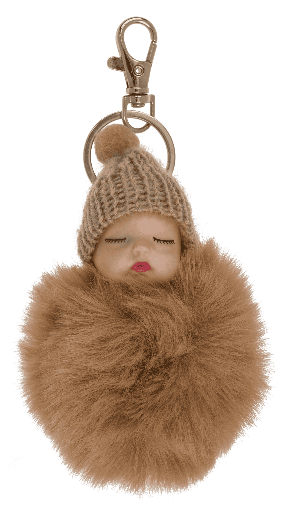 Metall-Schlüsselanhänger,Schlafendes Baby Pom Pom