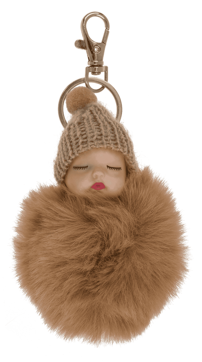 Metall-Schlüsselanhänger,Schlafendes Baby Pom Pom