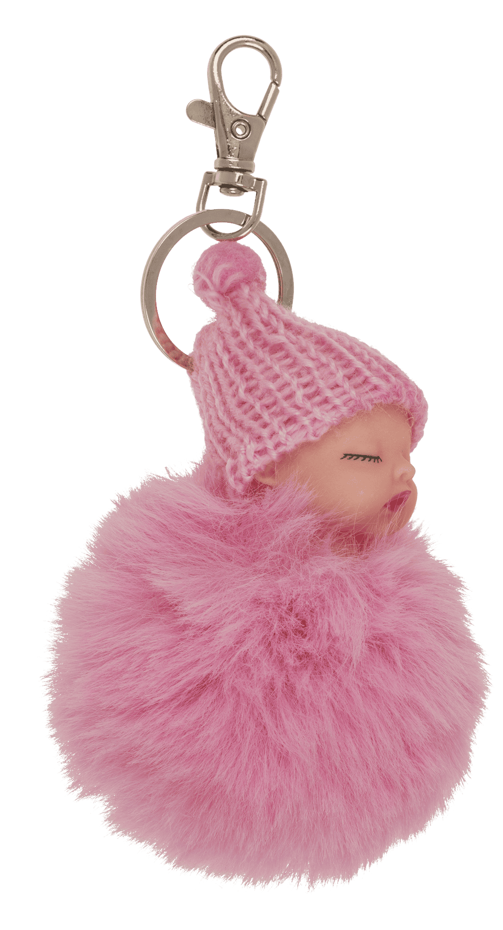 Metall-Schlüsselanhänger,Schlafendes Baby Pom Pom