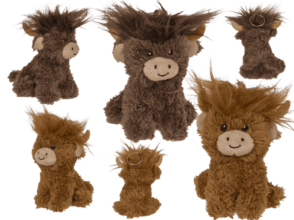 Keychain, Plush highland Cow, 10 cm,