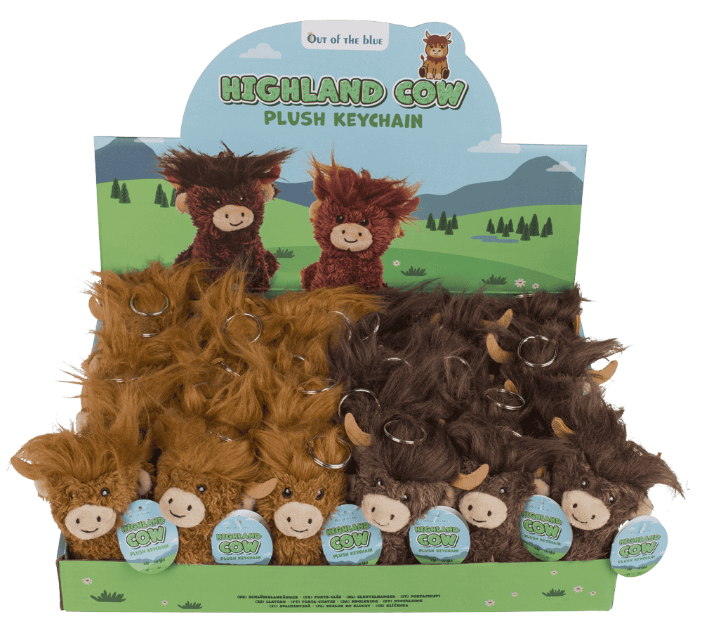 Keychain, Plush highland Cow, 10 cm,