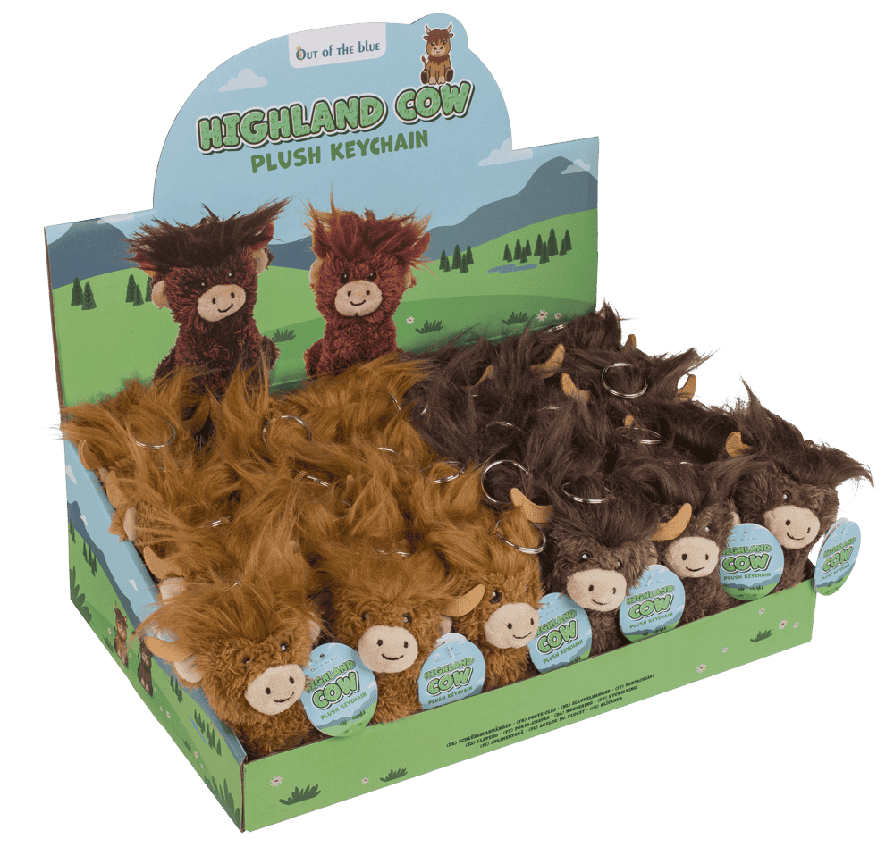 Keychain, Plush highland Cow, 10 cm,