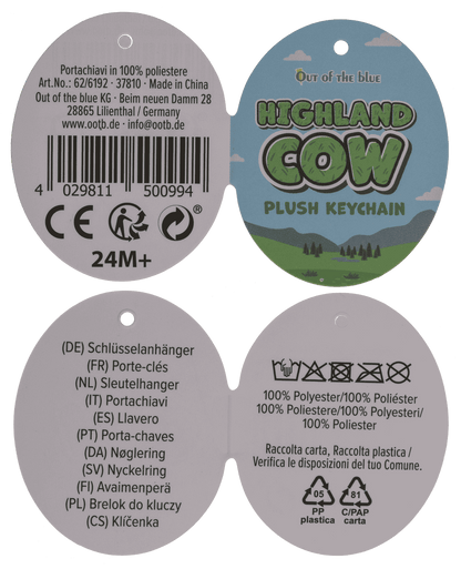 Keychain, Plush highland Cow, 10 cm,