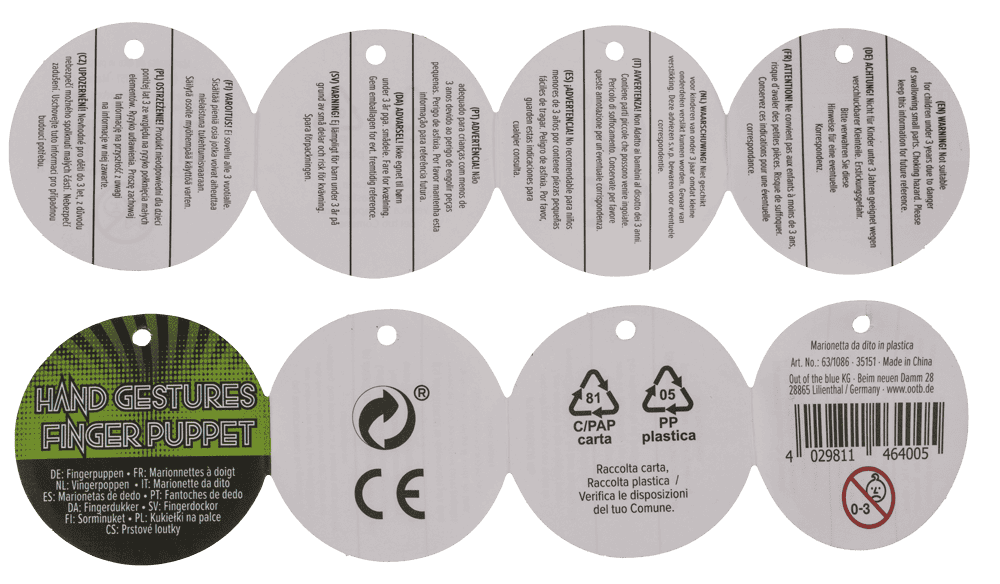 Finger puppet, Hand Gestures, ca. 6-8 cm,