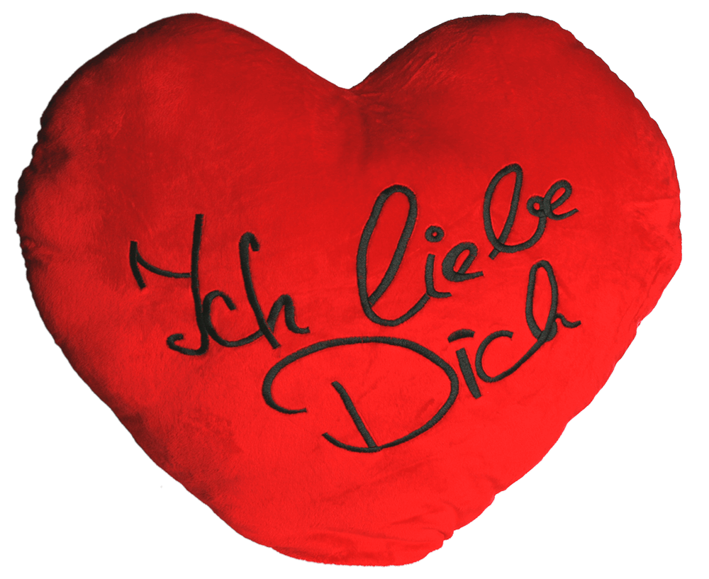 XXL-Red plush heart, ICH LIEBE DICH,