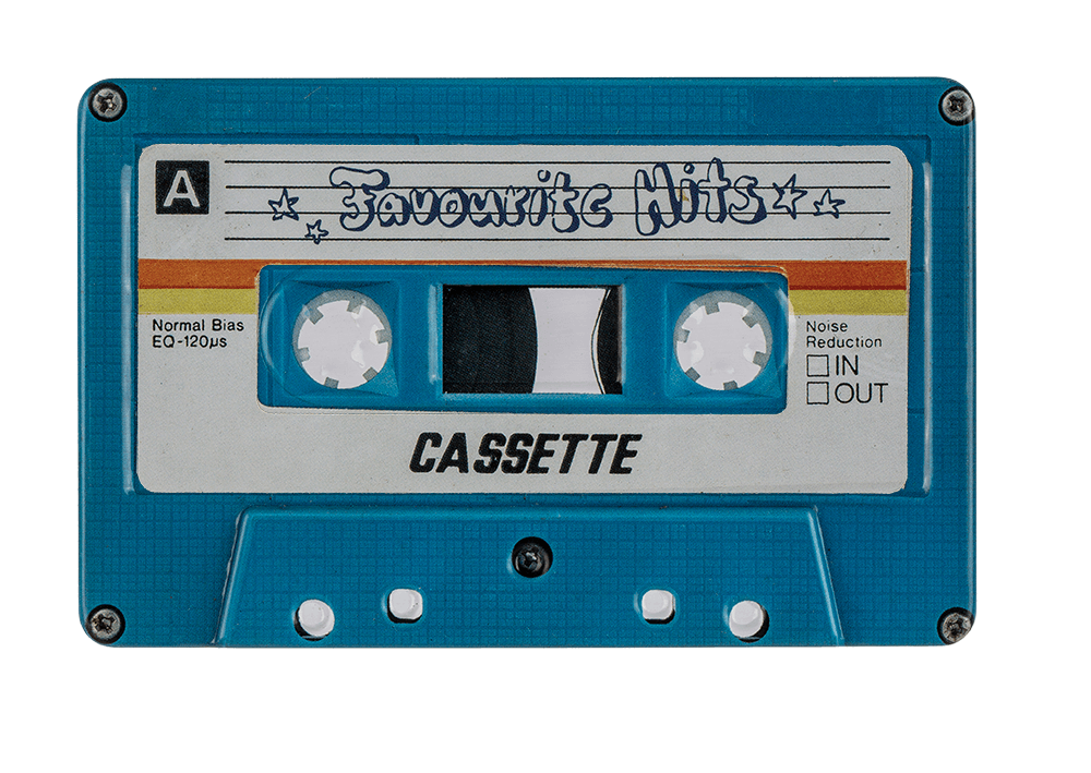 Metal storage box, Music cassette,