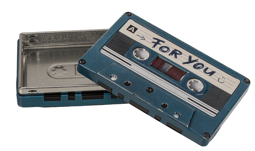 Metal storage box, Music cassette,