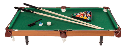 Wooden tabletop pool with 2 cues,