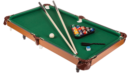 Wooden tabletop pool with 2 cues,