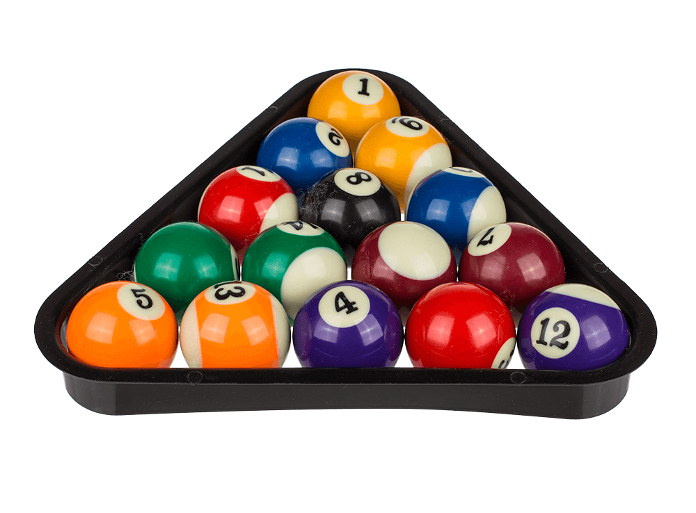 Wooden tabletop pool with 2 cues,