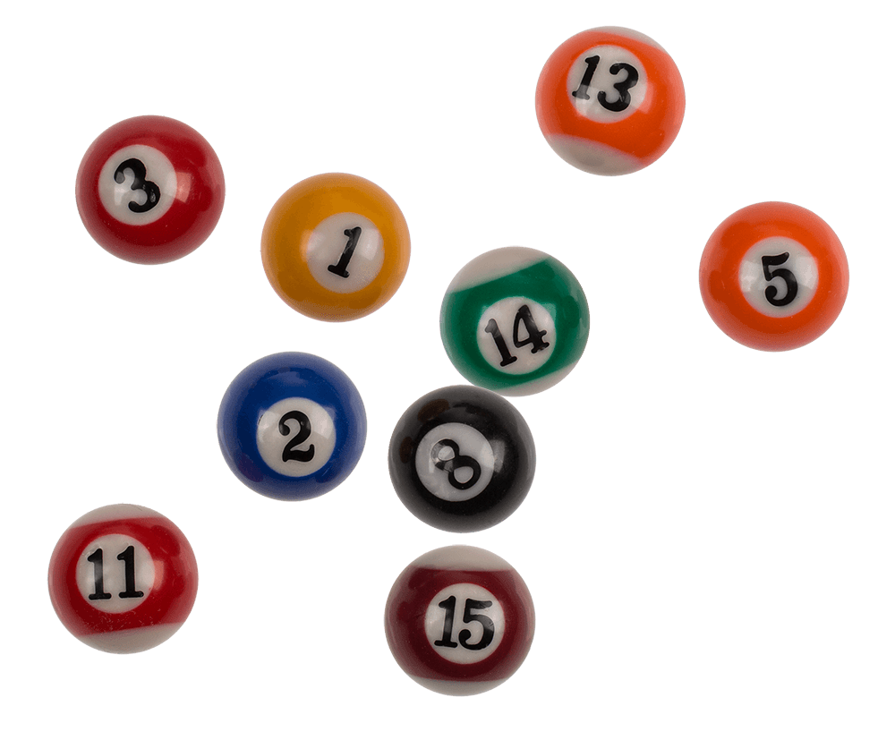 Wooden tabletop pool with 2 cues,