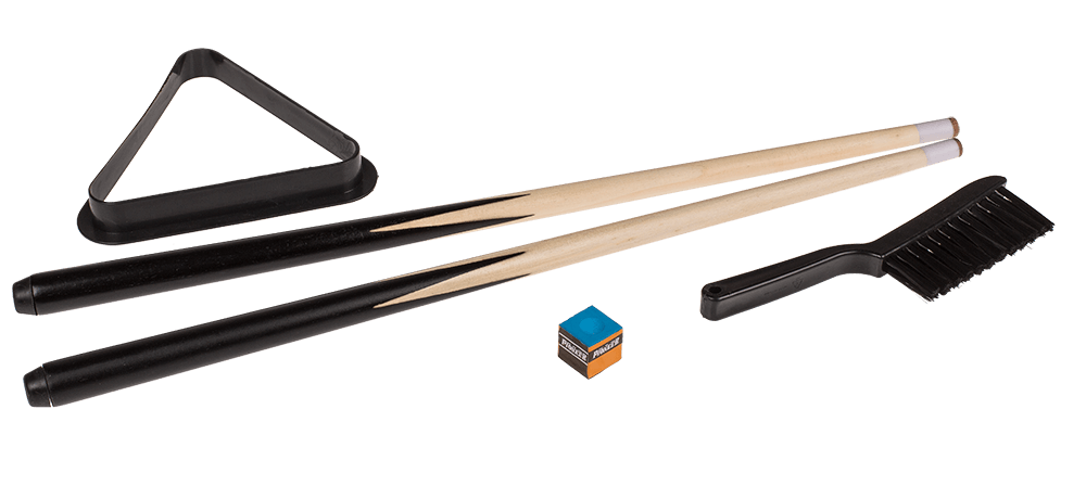 Wooden tabletop pool with 2 cues,