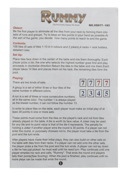 Rummy Game, 10,5 cm.