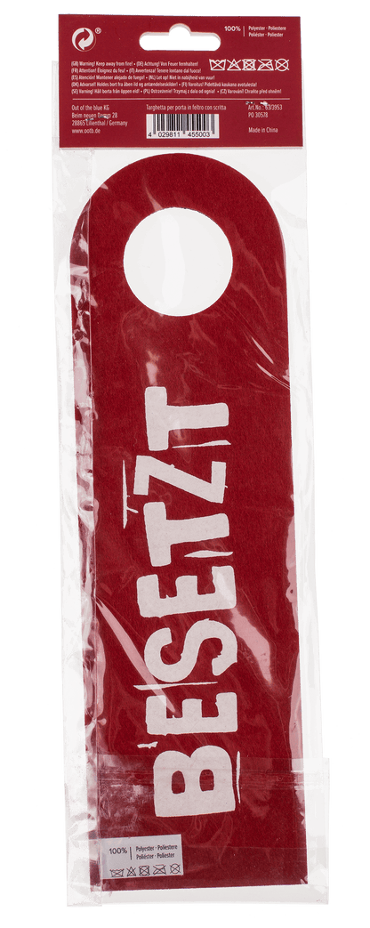 Felt door sign with German lettering,