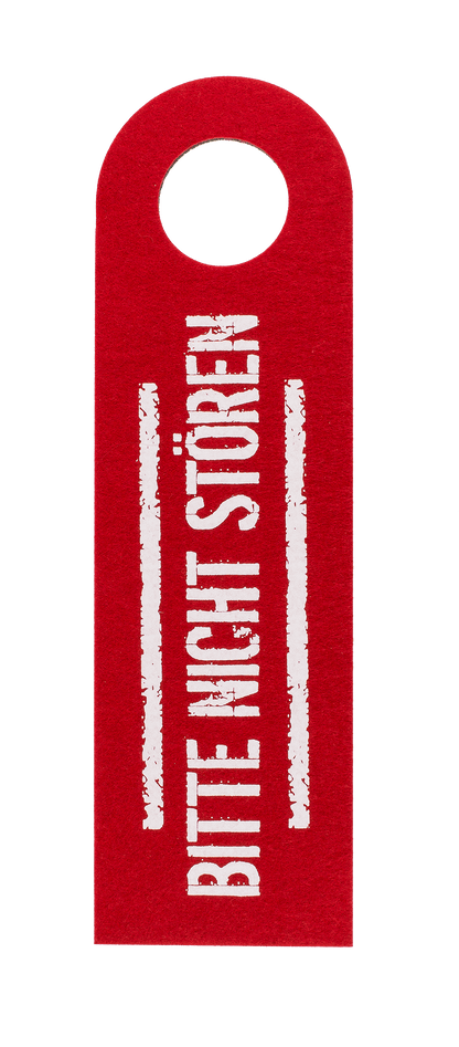 Felt door sign with German lettering,