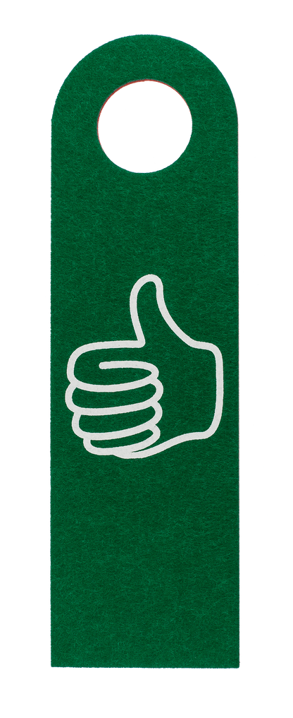 Felt door sign with German lettering,