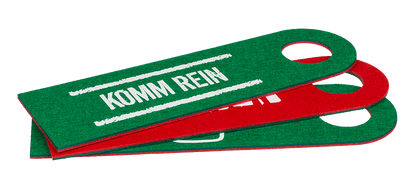 Felt door sign with German lettering,