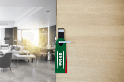 Felt door sign with German lettering,