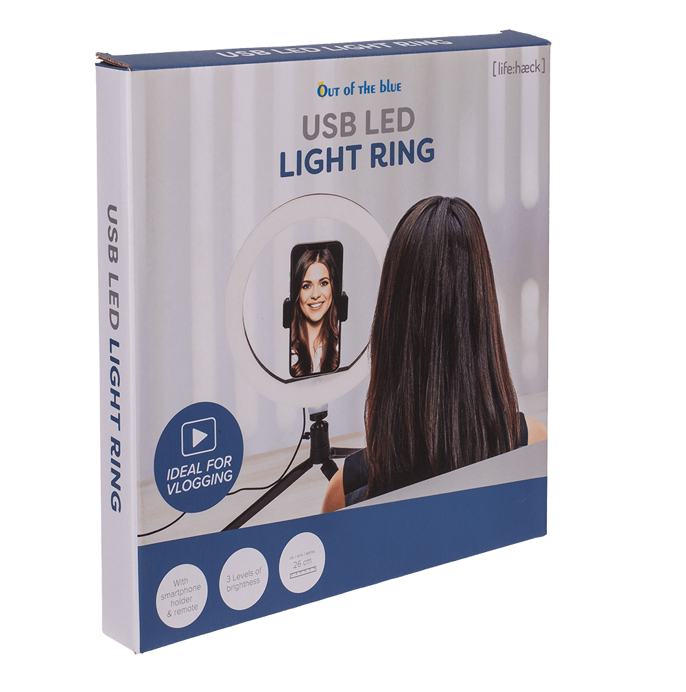 USB LED light ring, with 3 intensities,