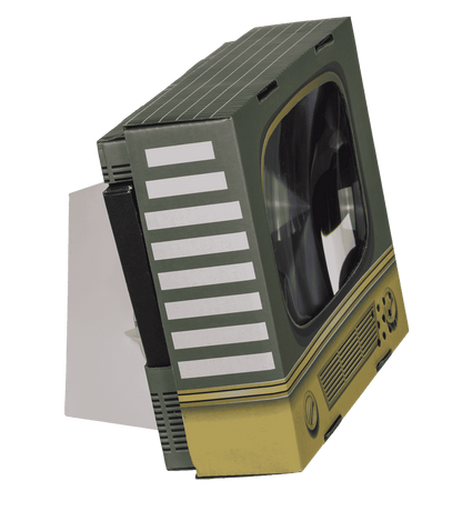 Smartphone magnifying glass, retro television,