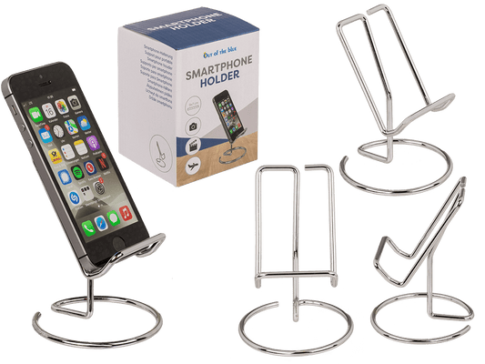 Phone holder, Silver, approx. 10 x 8 cm,