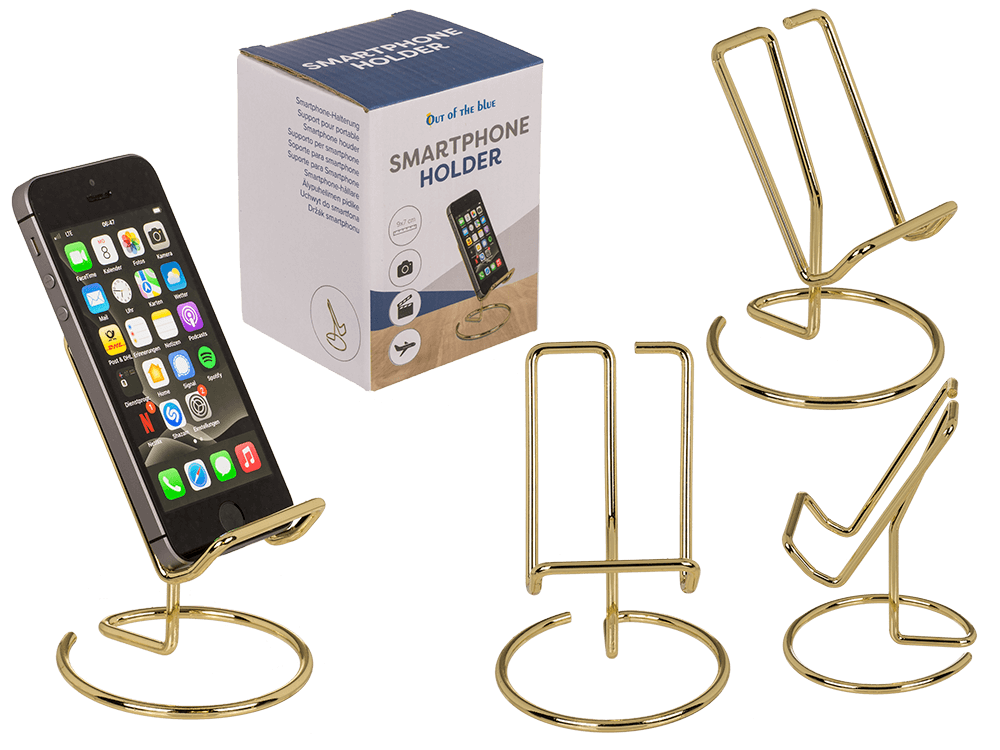 Phone holder, Gold, approx. 10 x 8 cm,