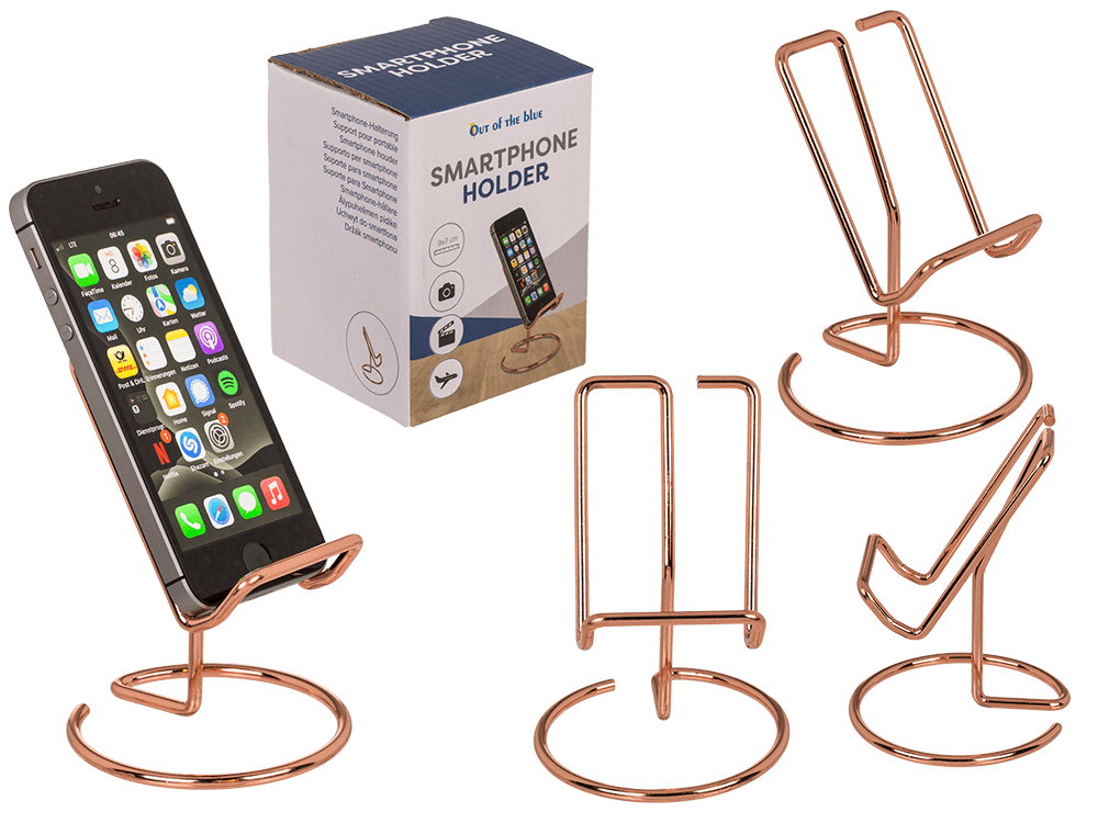 Phone holder, Rose gold, approx. 10 x 8 cm,