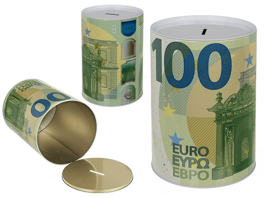 Metal savings bank, XXL 100 Euro Note,