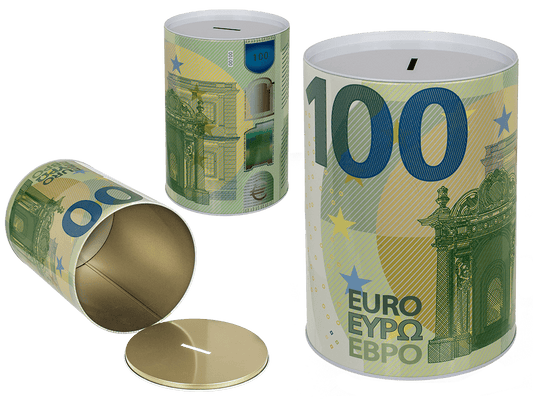 Metal savings bank, XXL 100 Euro Note,