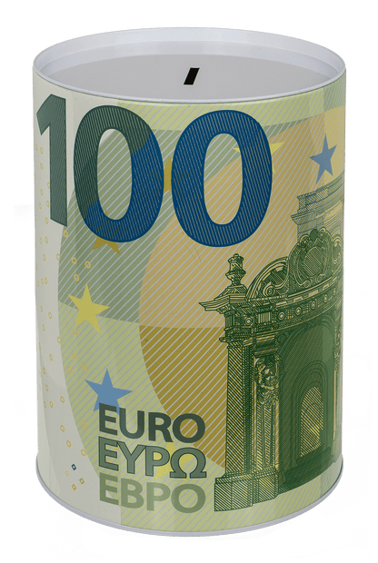 Metal savings bank, XXL 100 Euro Note,