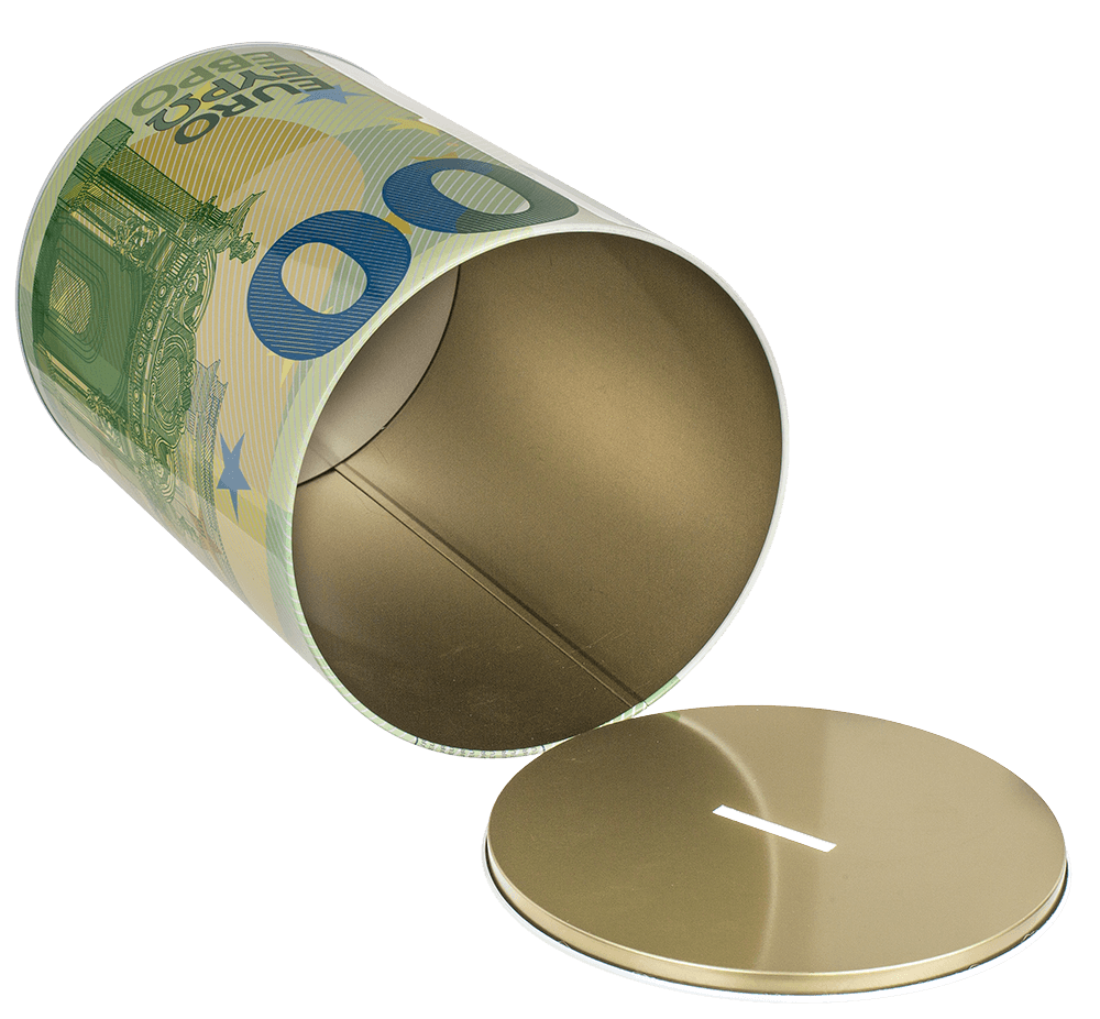 Metal savings bank, XXL 100 Euro Note,