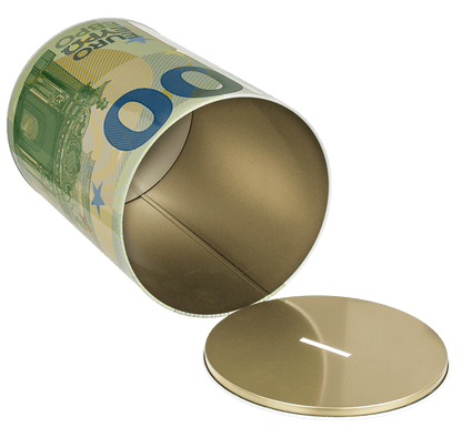 Metal savings bank, XXL 100 Euro Note,