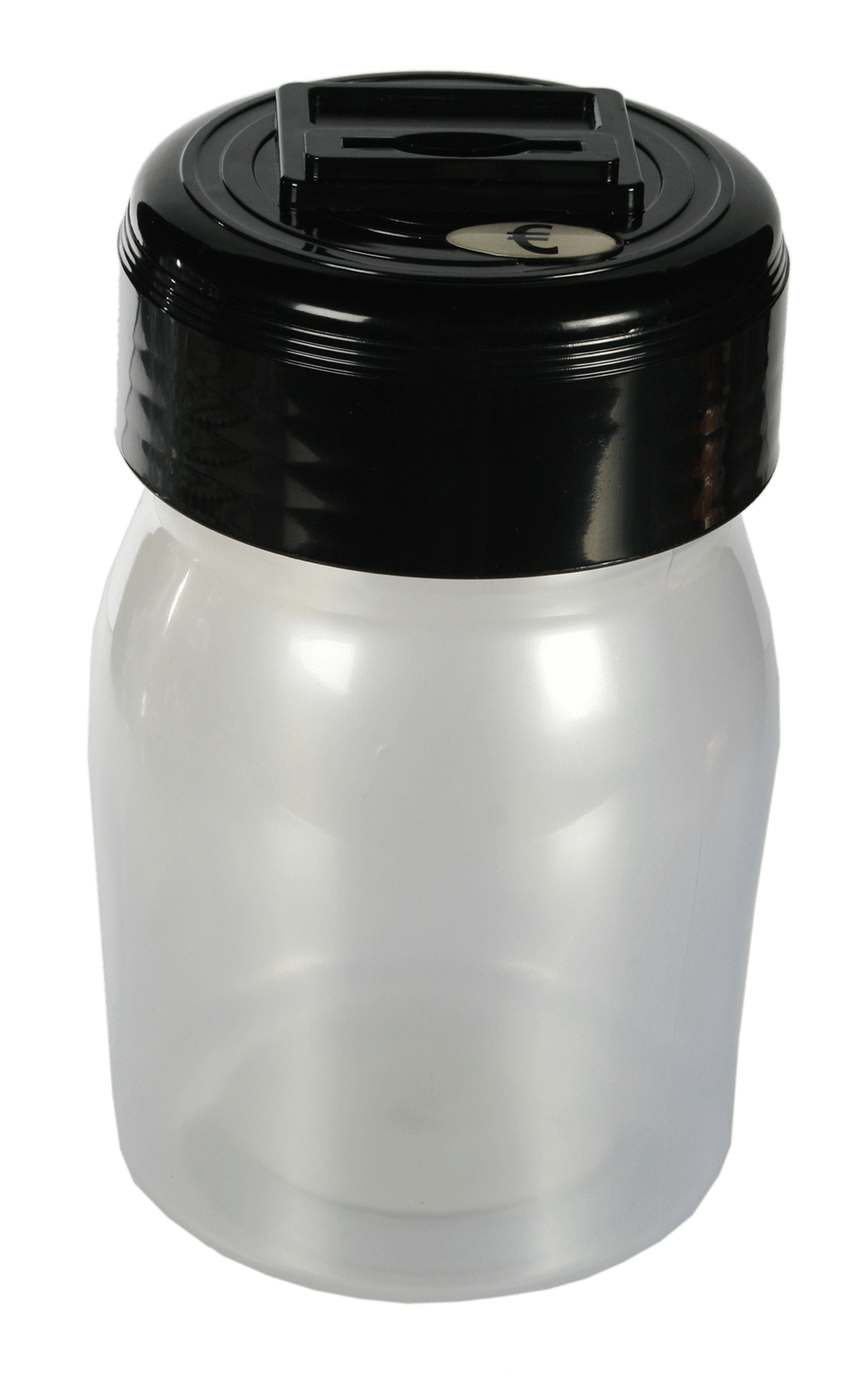 Plastic savings bank with € counter and display,