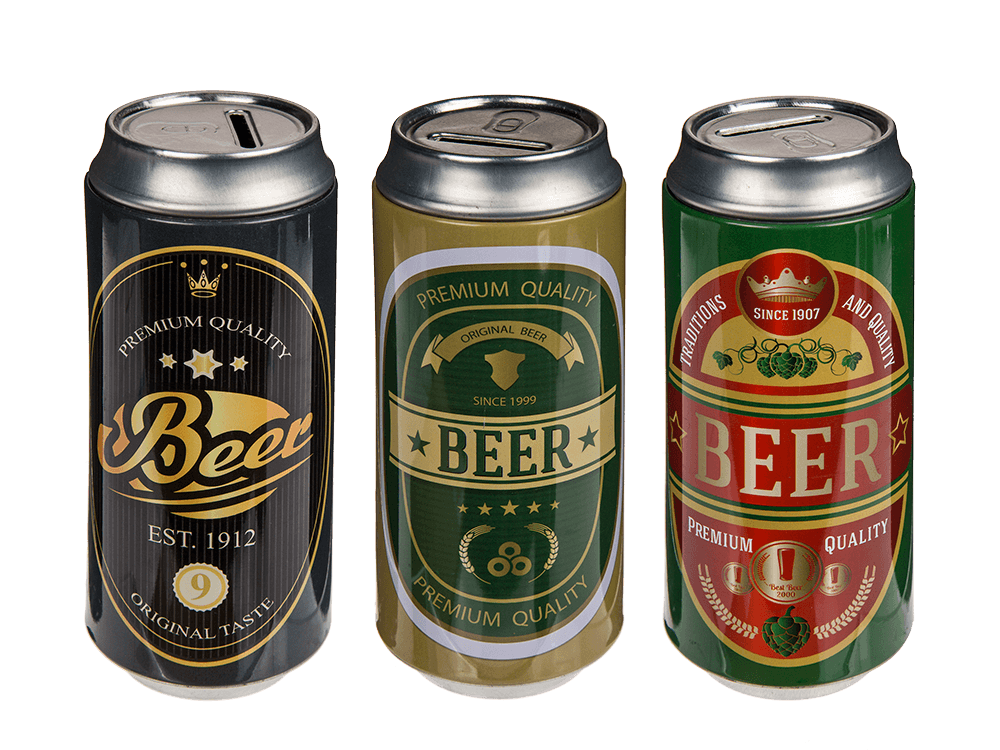 Tin Metal Money Bank, Beer Can,