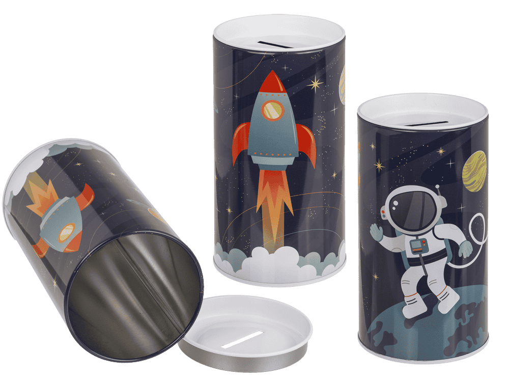 Tin Metal Money Bank, Space,