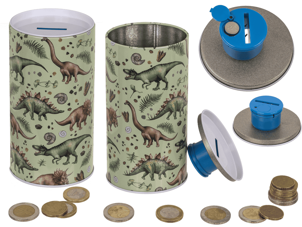 Metal money bank with sound, Dinosaur,