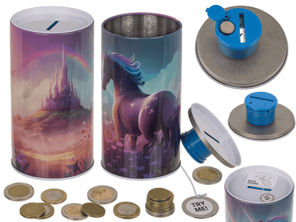 Metal money bank with sound, Unicorn,