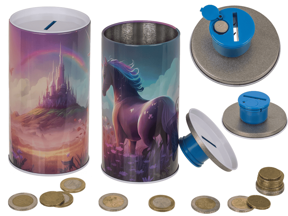 Metal money bank with sound, Unicorn,