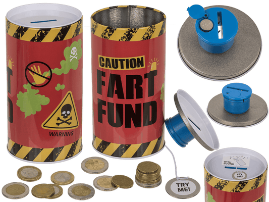 Metal money bank with sound, Farting,