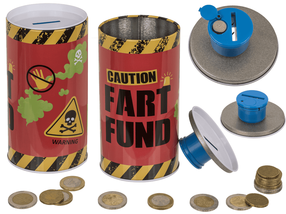 Metal money bank with sound, Farting,