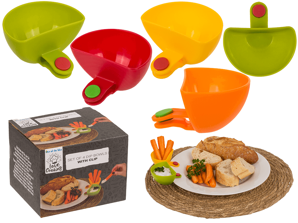 Dip bowl with clip, set of 4 pcs,